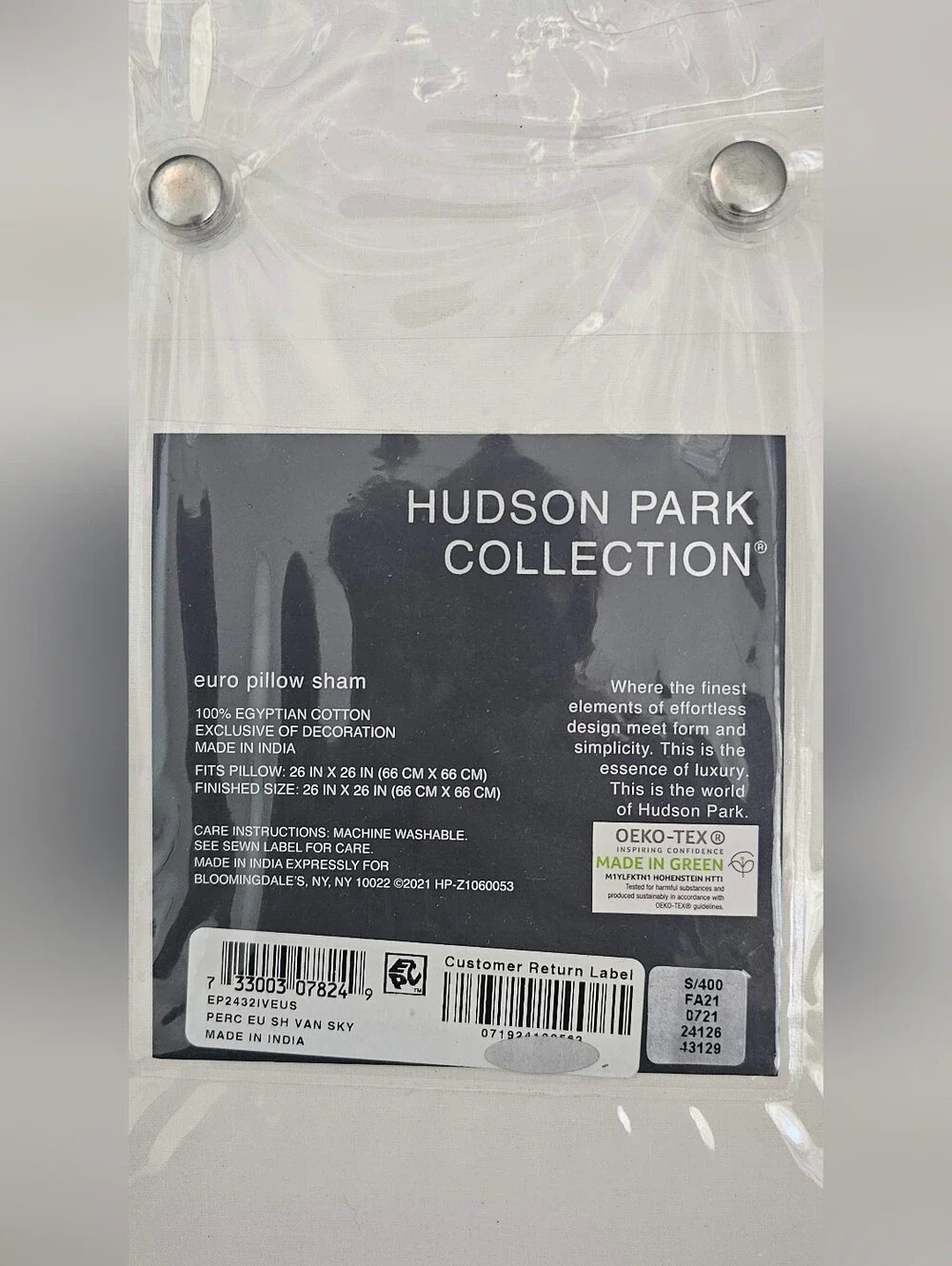 Set of 3 Hudson Park Collection Euro Pillow Shams Percale, 100% Egyptian Cotton